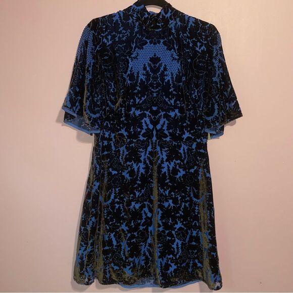 NEW Anthropologie Mock-Neck Burnout Velvet Mini Dress Womens Size 10 Whimsigoth - Picture 1 of 9
